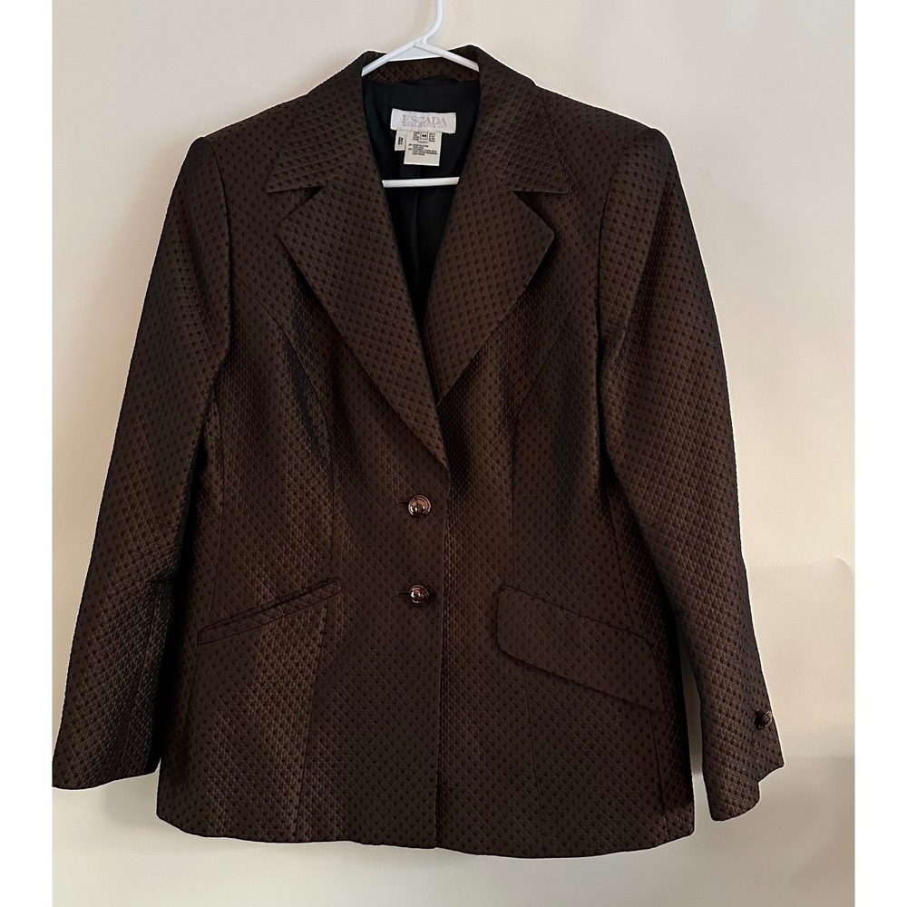 Escada Margaretha Ley Bronze Silk Wool Jacquard Blazer Jacket Size 44 Germany - Picture 1 of 9